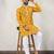 Yellow cotton silk embroidered straight men kurta