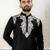 Black embroidered satin silk straight men kurta