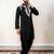 Black embroidered satin silk straight men kurta