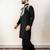 Black embroidered satin silk straight men kurta