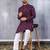 Purple silk sequence embroidered men kurta