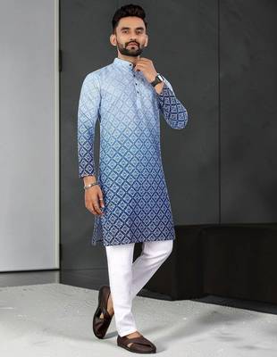 Multi color digital printed straight men kurta 2
