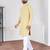 Yellow chikankari embroidered art silk straight men kurta