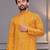 Yellow bandhej printed straight men kurta with foil work