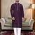 Purple solid linen silk straight men kurta