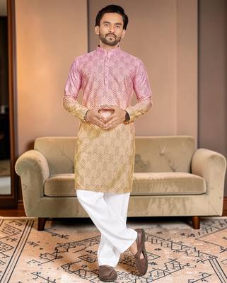Multi color digital printed straight men kurta 1