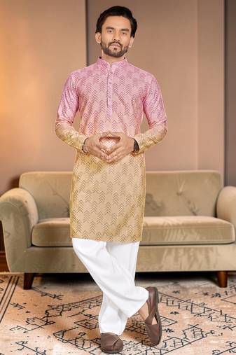 Multi color digital printed straight men kurta