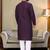 Purple solid linen silk straight men kurta