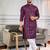 Purple silk sequence embroidered men kurta