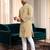 Yellow chikankari embroidered art silk straight men kurta