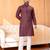 Maroon striped woven cotton straight men kurta