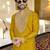 Yellow solid silk men kurta with handwork embroidered neck