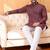 Maroon striped woven cotton straight men kurta