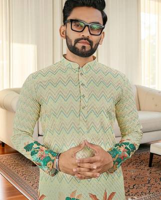 Multi color digital printed straight men kurta 2