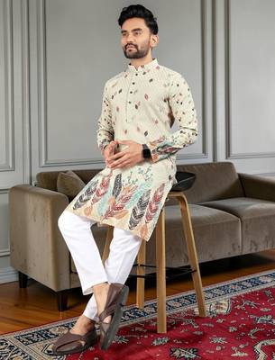 Multi color digital printed straight men kurta 3