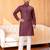 Maroon striped woven cotton straight men kurta
