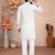 White solid silk men kurta with embroidered neck