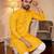Yellow embroidered straight men kurta