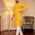 Yellow embroidered straight men kurta