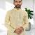 Yellow silk embroidered straight men kurta