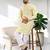 Yellow silk embroidered straight men kurta