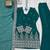 Teal green crunchy silk blend embroidered bell bottom suit