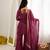 Burgundy crunchy silk blend embroidered bell bottom suit