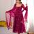 Rani pink digital printed anarkali suit set with mirror work dupatta