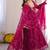 Rani pink digital printed anarkali suit set with mirror work dupatta
