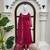 Rani pink digital printed anarkali suit set with mirror work dupatta