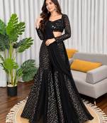Black faux georgette choli sharara set