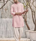 Buy designer light pink silk kurta pajama set