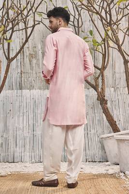 Buy designer light pink silk kurta pajama set 2