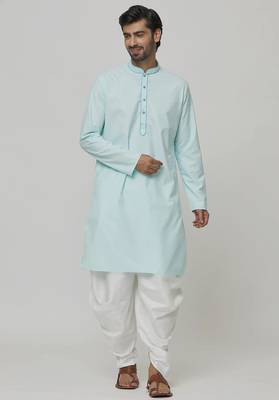 Buy designer light blue cotton kurta pajama set 1