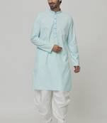 Buy designer light blue cotton kurta pajama set