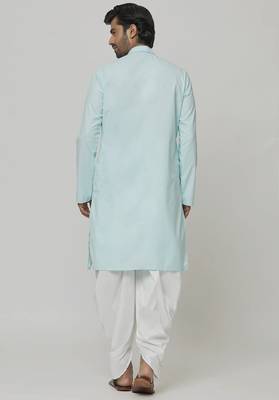 Buy designer light blue cotton kurta pajama set 3