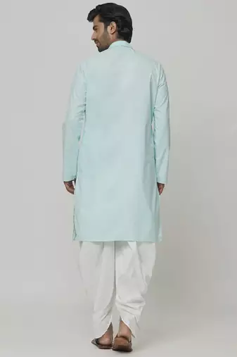 Buy designer light blue cotton kurta pajama set