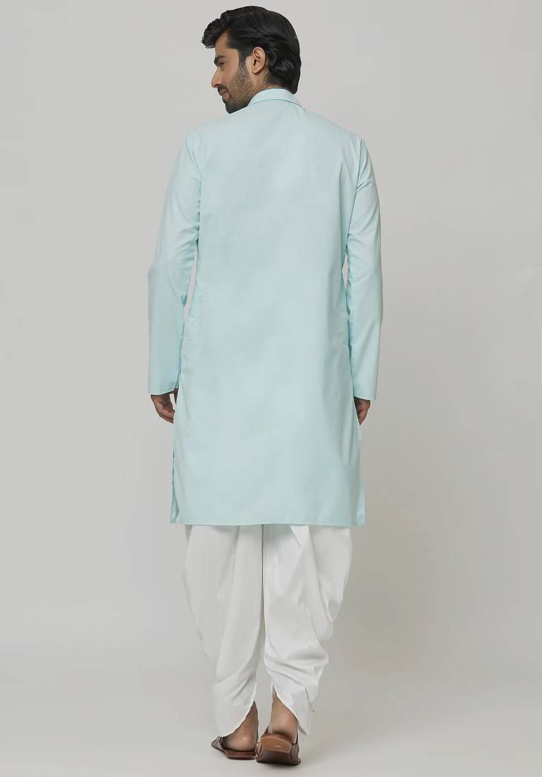 Buy designer light blue cotton kurta pajama set