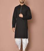 Buy designer black cotton kurta pajama set