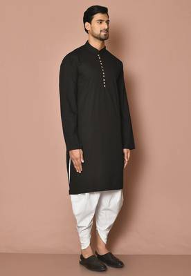 Buy designer black cotton kurta pajama set 2