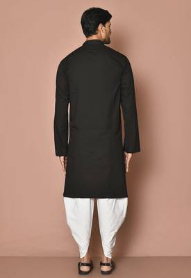 Buy designer black cotton kurta pajama set 3