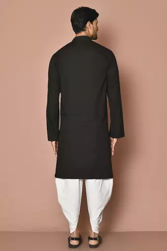 Buy designer black cotton kurta pajama set