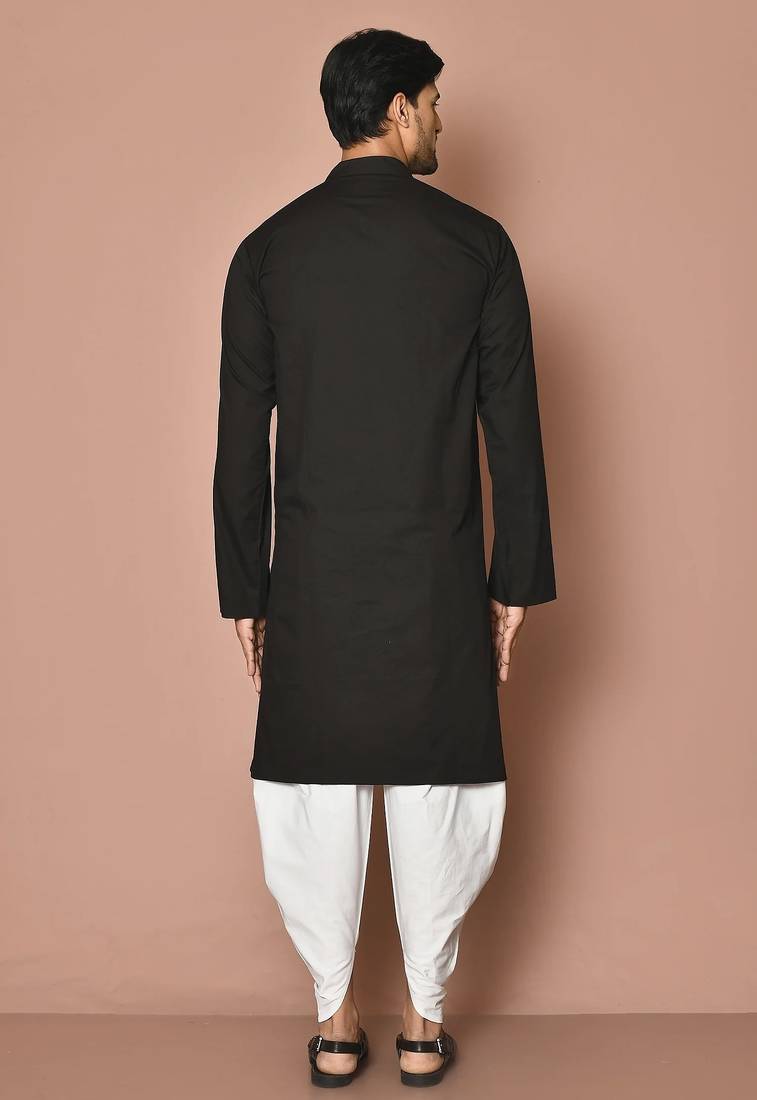 Buy designer black cotton kurta pajama set