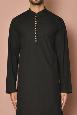 Buy designer black cotton kurta pajama set 4