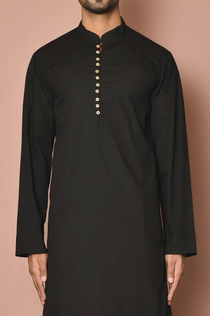 Buy designer black cotton kurta pajama set