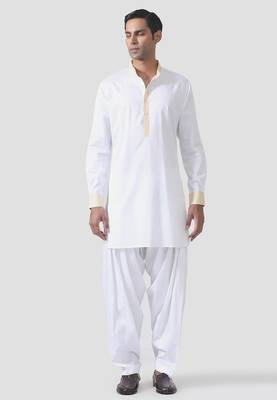 Buy designer white cotton kurta pajama set 1