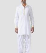 Buy designer white cotton kurta pajama set