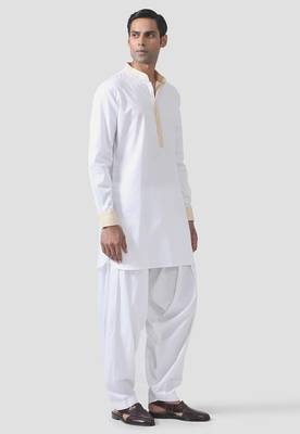 Buy designer white cotton kurta pajama set 2