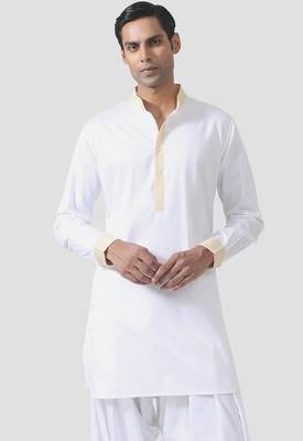 Buy designer white cotton kurta pajama set 3