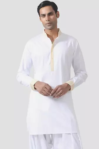 Buy designer white cotton kurta pajama set